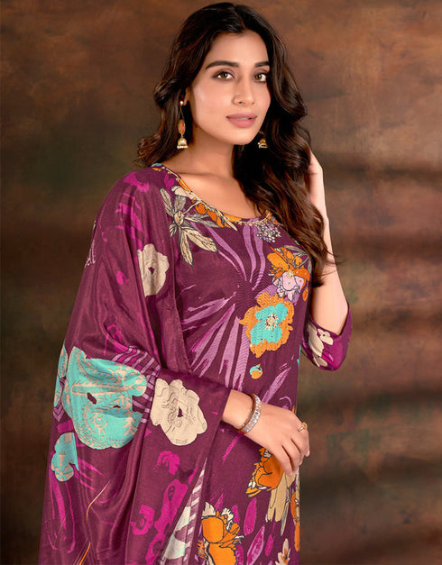 glamorous purple muslin silk trendy designer readymade suit collection with purple gadwal silk 13613-acy3778 Close-up View